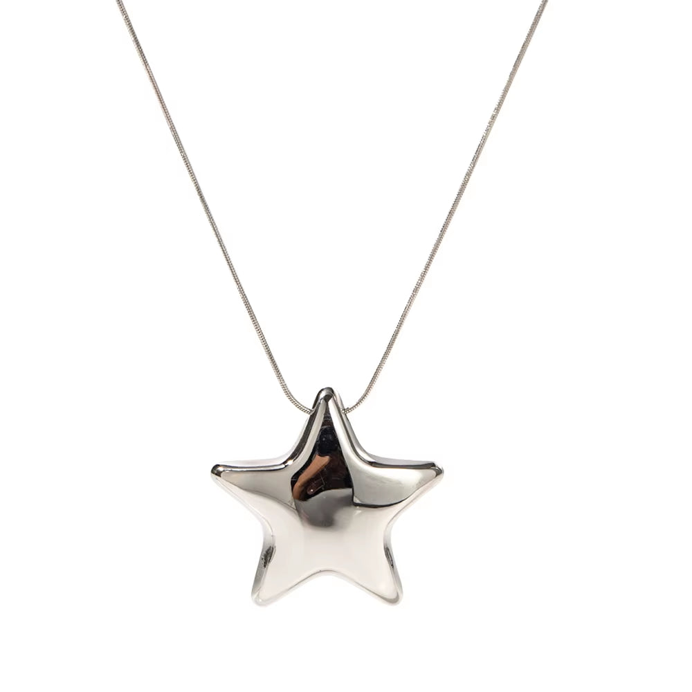 Unique Star Shaped Gold Pendant Hanging Stainless Steel 18K PVD Plated Metallic Exquisite Jewelry Gift